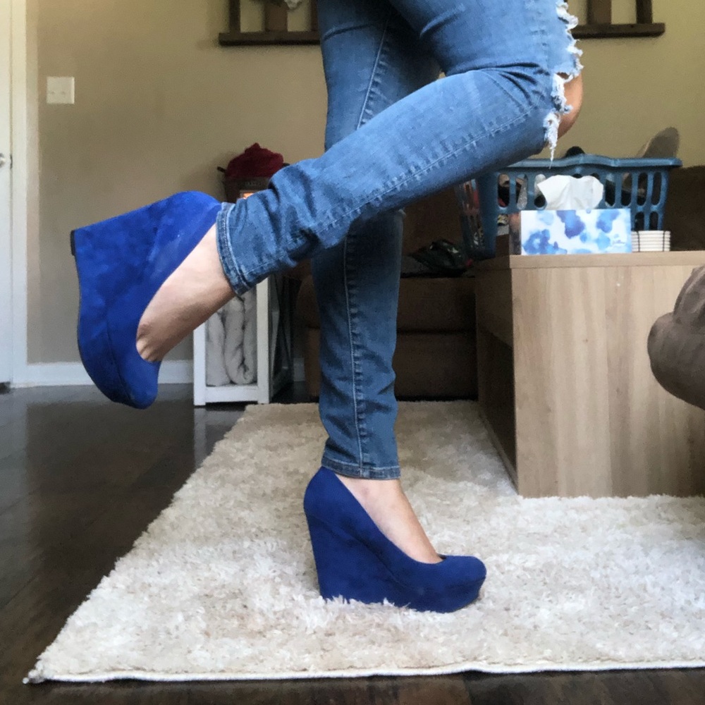 Royal blue high heel shoes